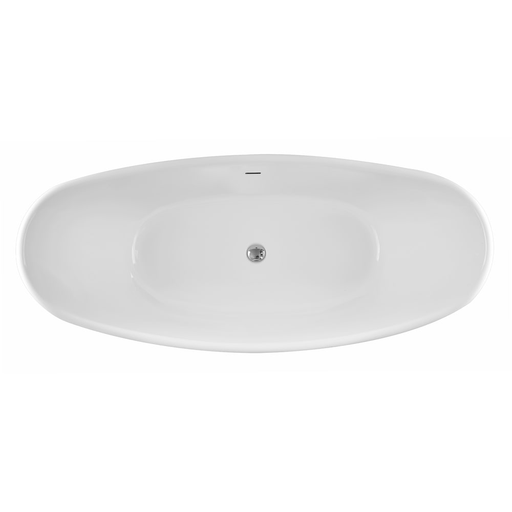 Baignoire autoportante ovale en acrylique Jodie de 59 pouces avec drain central en blanc