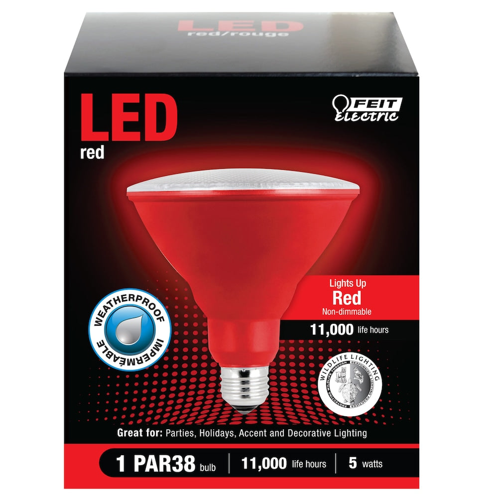 7-Watt PAR38 E26 Base Red Non-Dimmable Reflector LED Light Bulb (4-Pack)