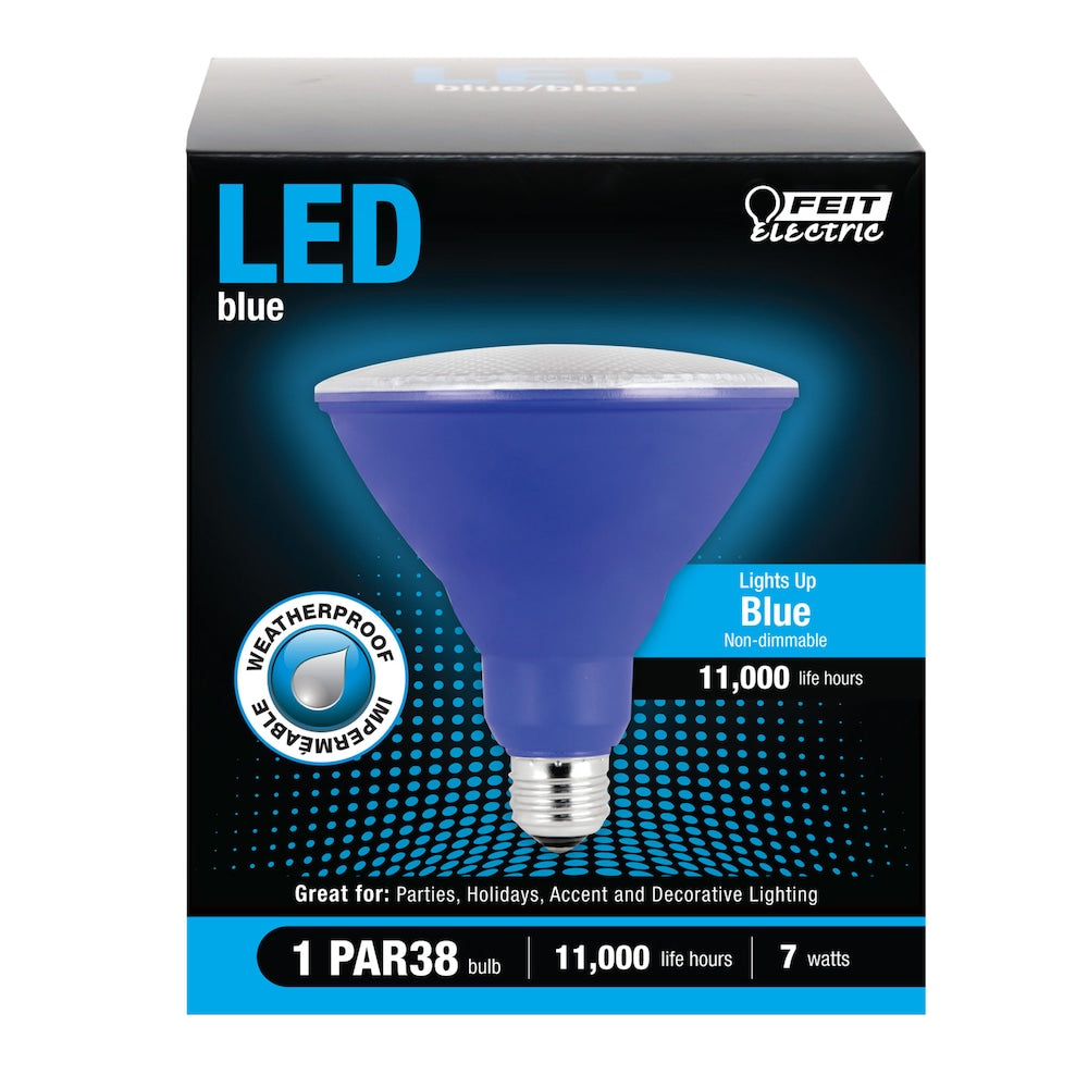 7-Watt PAR38 E26 Base Blue Non-Dimmable Reflector LED Light Bulb (4-Pack)