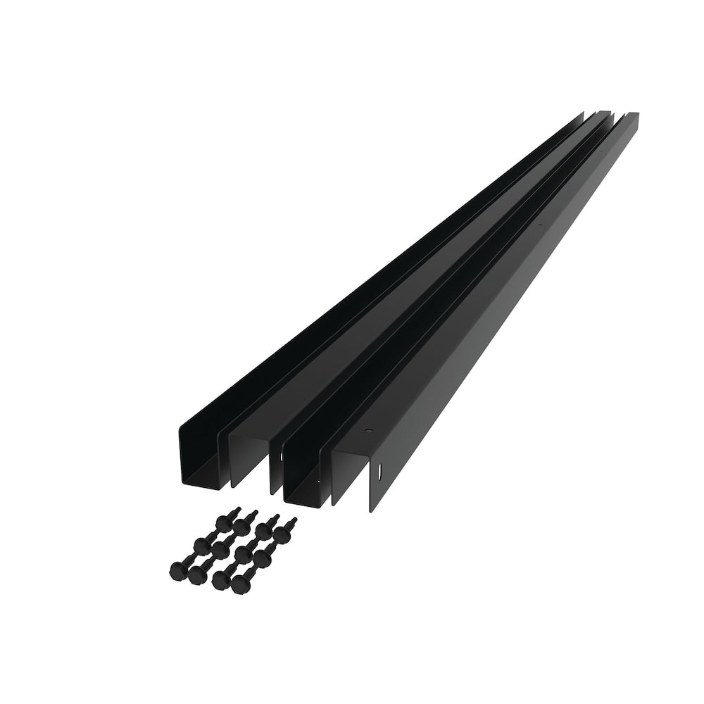 72" Steel U-Channels and Spaceers for Vinyl Plank Fencing ( Set of 2) Matte Black