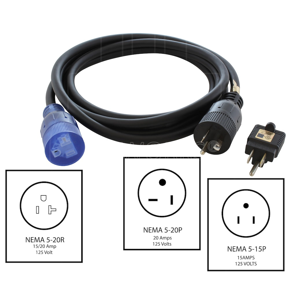 25ft 3-Prong 20 Amp 125V 12/3 Household Outdoor Extension Cord