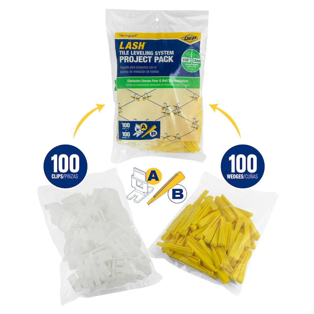 LASH Tile Leveling System Project Pack  100 1/16 in. Leveling Clips and 100 Wedges, (200-Pieces)