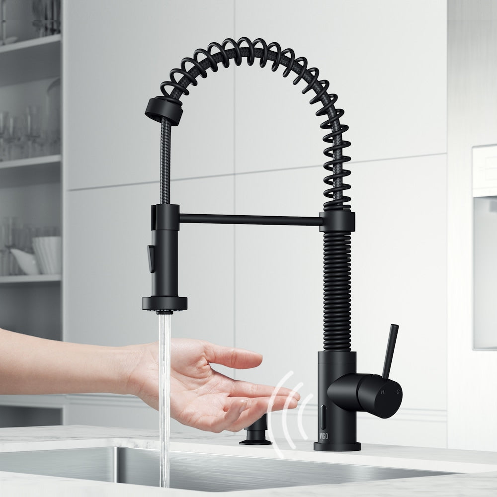 Edison Single-Handle Pull-Down Sprayer Kitchen Faucet with Soap Dispenser and Touchless Sensor in Matte Black