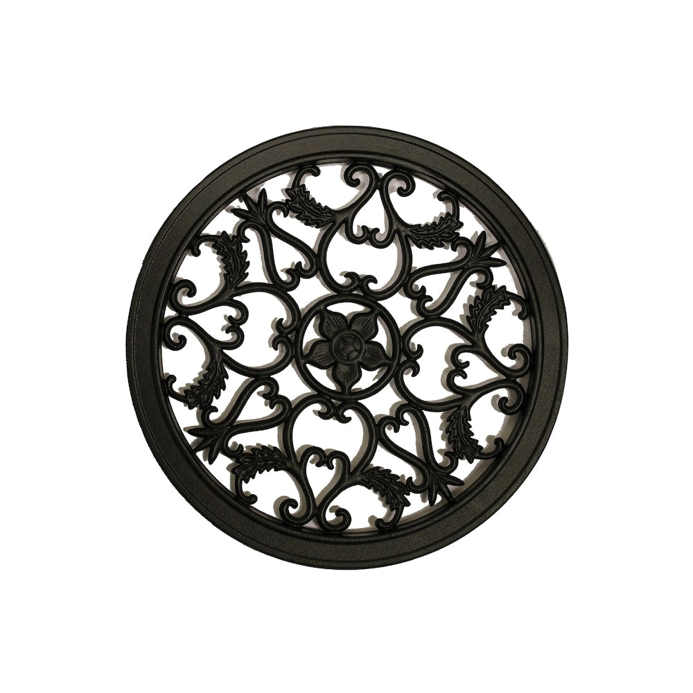 Insert rond en aluminium coulé noir de 15 po pour portail en bois