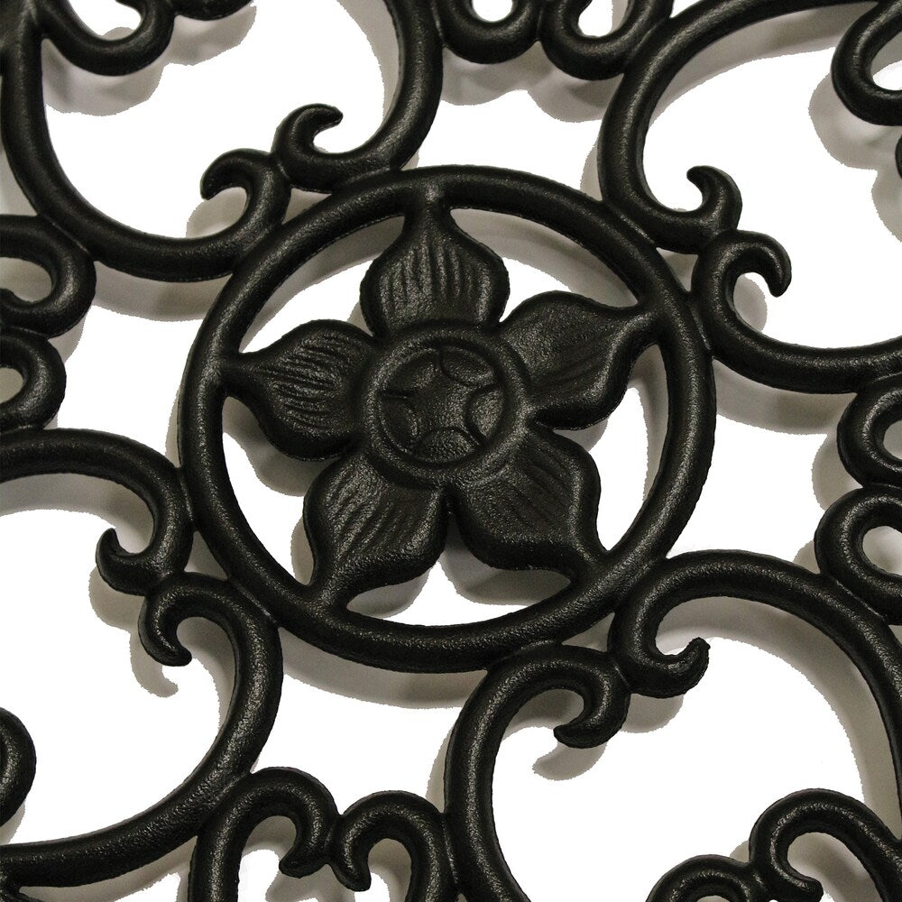 Insert rond en aluminium coulé noir de 15 po pour portail en bois