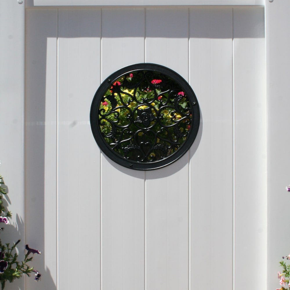 15 in. Round Black Cast Aluminum Insert for Wooden Gate