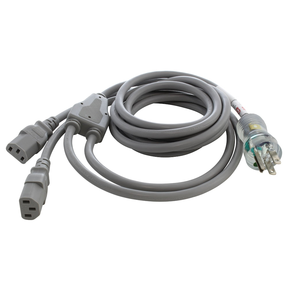 10ft 13A 16/3 Medical Grade Y-Cable with Two C13 Connectors