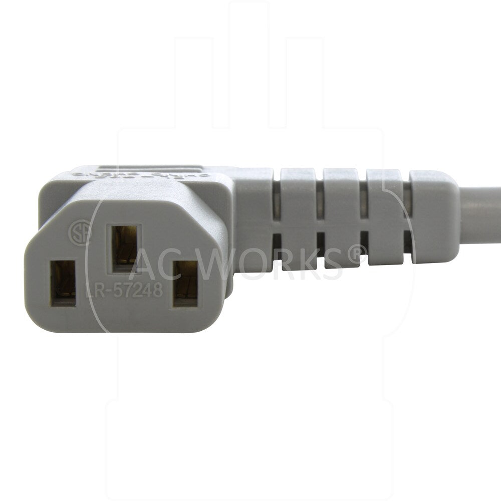 20ft 14/3 15A Medical Grade Power Cord With Left Angle IEC C13 Connector