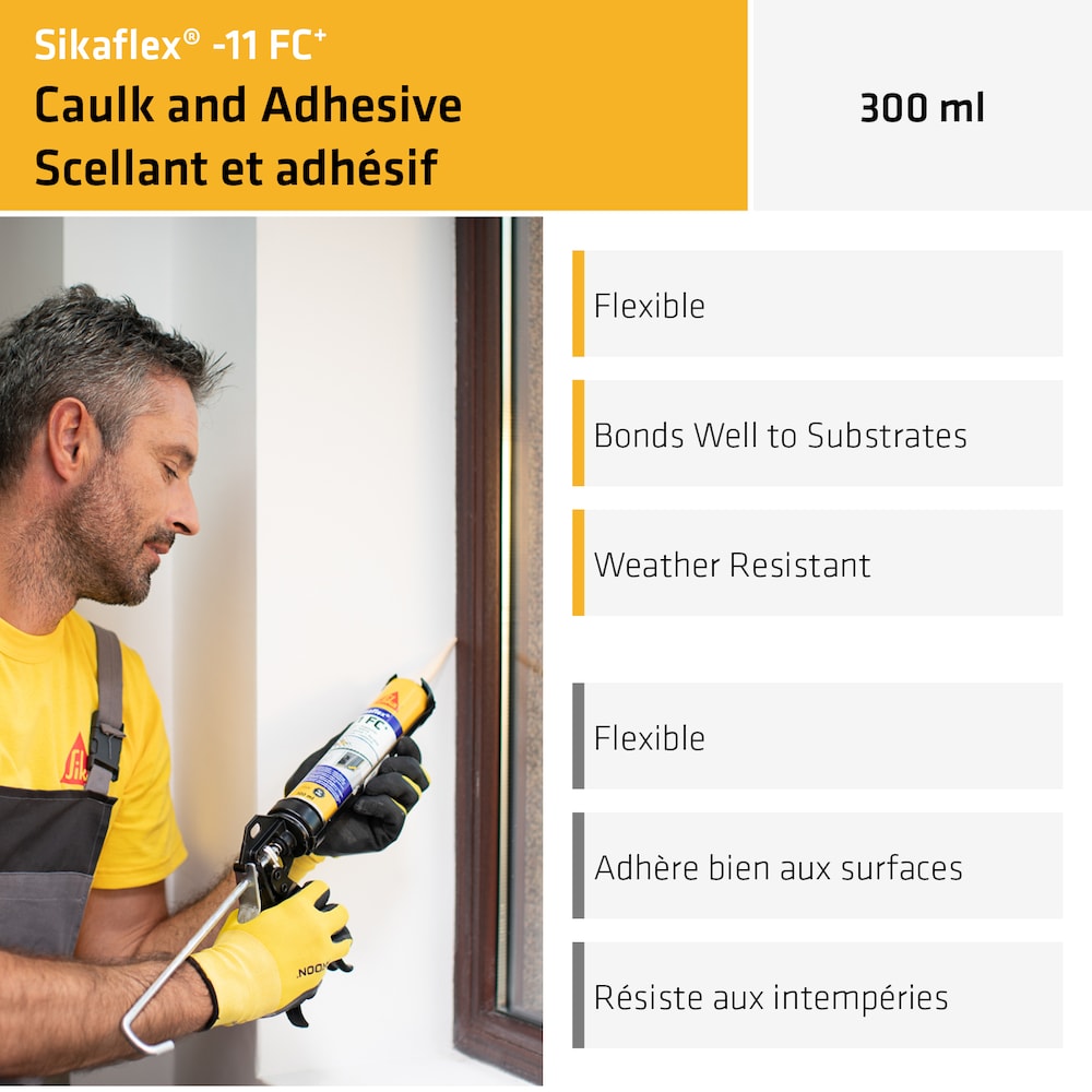 Sikaflex-11 FC+ Black 300 mL, All-Purpose Elastic Adhesive and Joint Sealant - Bonding and Sealing