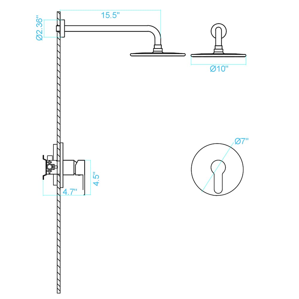 Wall Mounted Single-Handle 3 Sprays Shower Faucet in Chrome