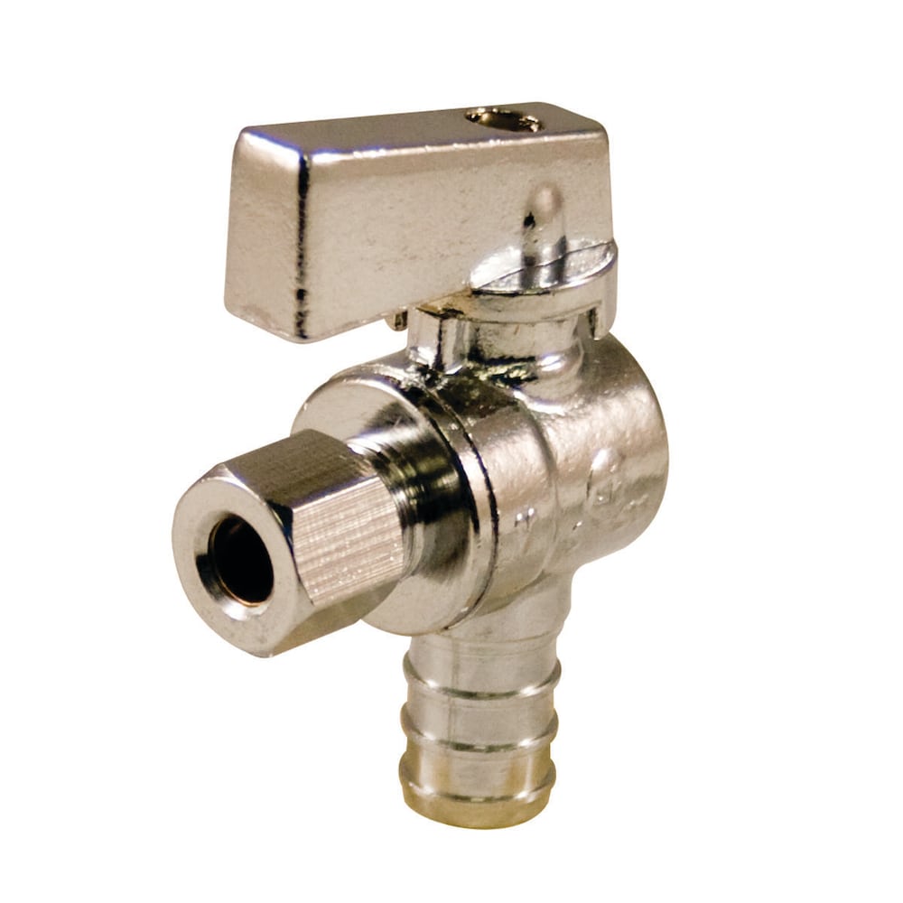 Vanne d'arrêt d'alimentation 1/2 pouce PEX x 1/4 pouce OD Comp. Angle quart de tour paquet de 25