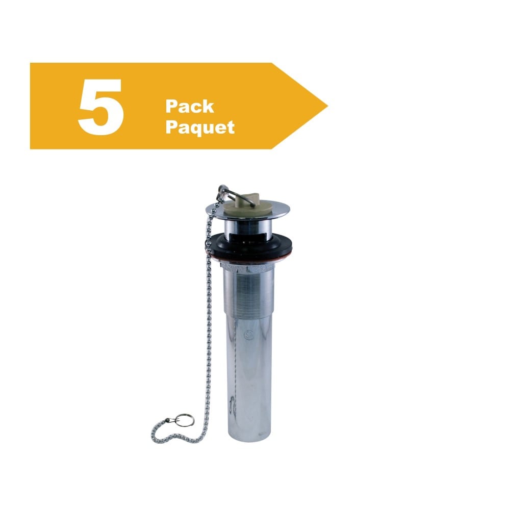 P.O. Plug 1-1/4 inch x 6 inch Chromed with Three Piece Cast Brass Body Pack of 5