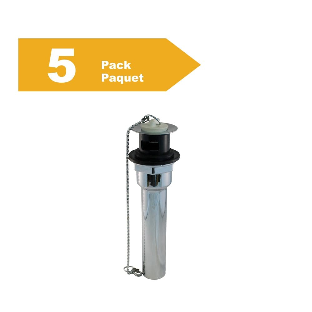 P.O. Plug 1-1/4 inch x 8 inch Chrome Plated with Two Piece ABS Body Pack of 5
