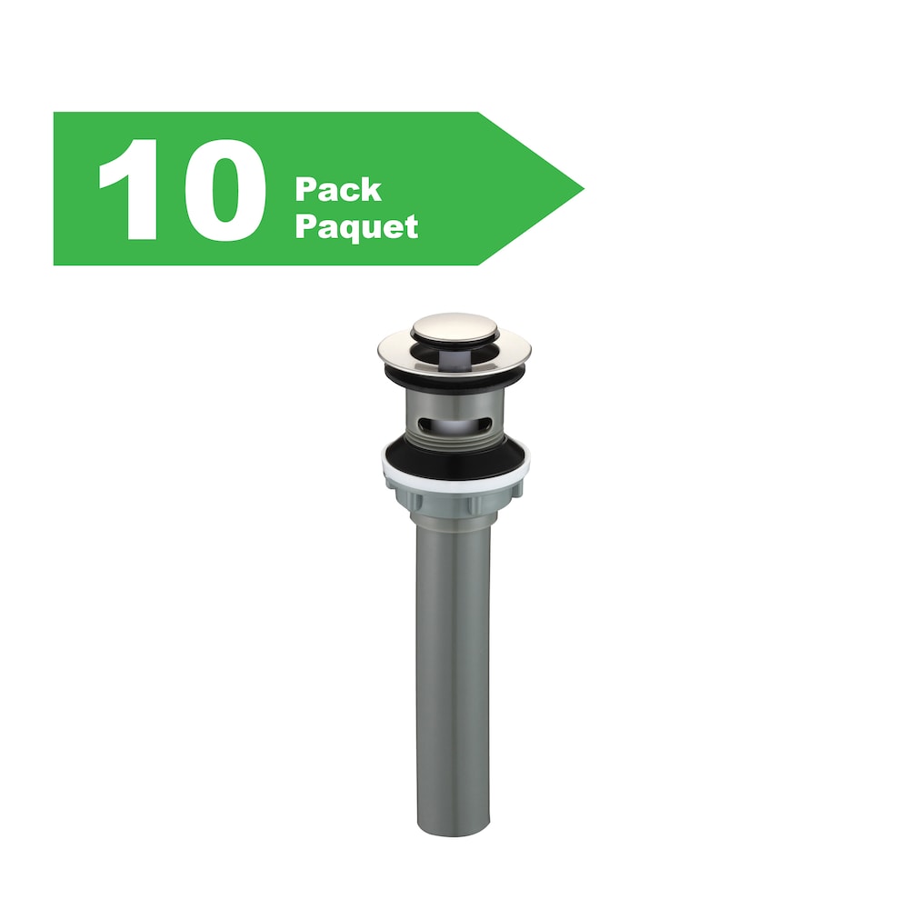 P.O. Plug Presto Pop-Up 1-1/4 inch x 9 inch Two Piece Plastic Body with Stainless Trim Pack of 10