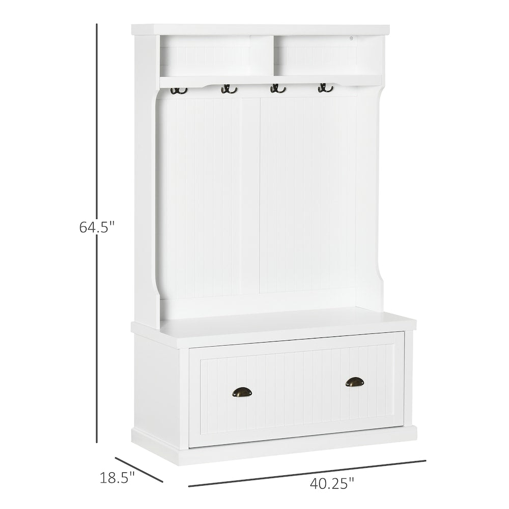 Banc de rangement à chaussures pour couloir, coin de salon, blanc
