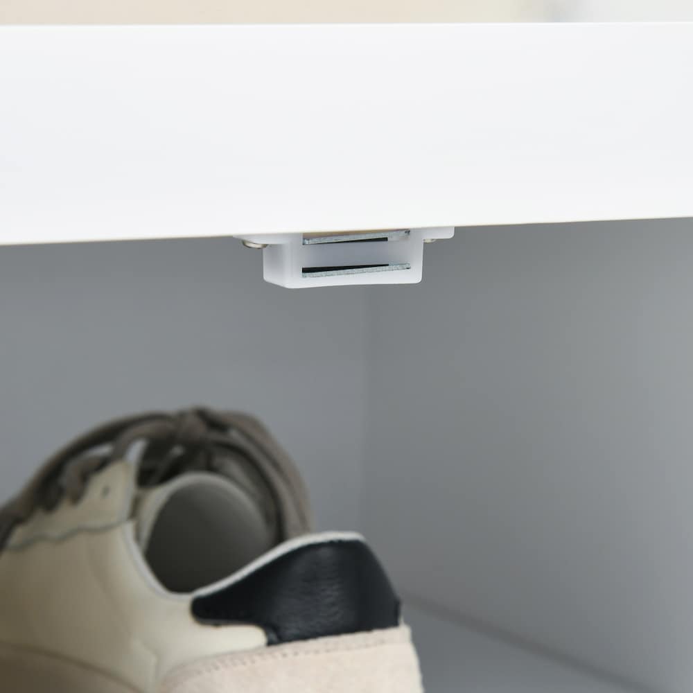 Banc de rangement à chaussures pour couloir, coin de salon, blanc
