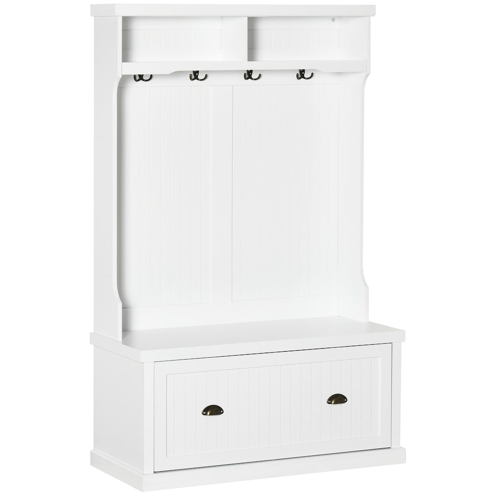 Banc de rangement à chaussures pour couloir, coin de salon, blanc