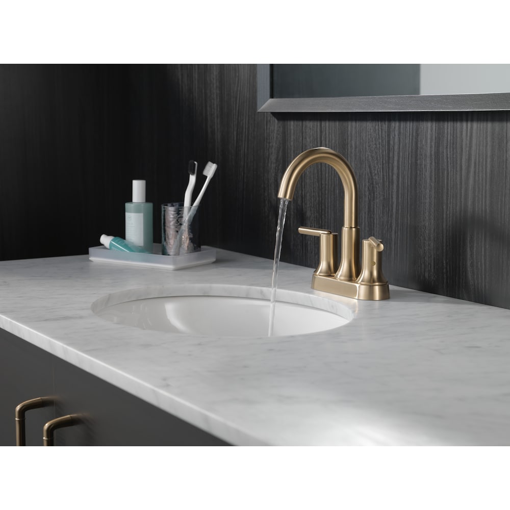 Robinet de lavabo de salle de bain central à deux poignées Trinsic avec débit d'eau standard et poussoir en métal doré