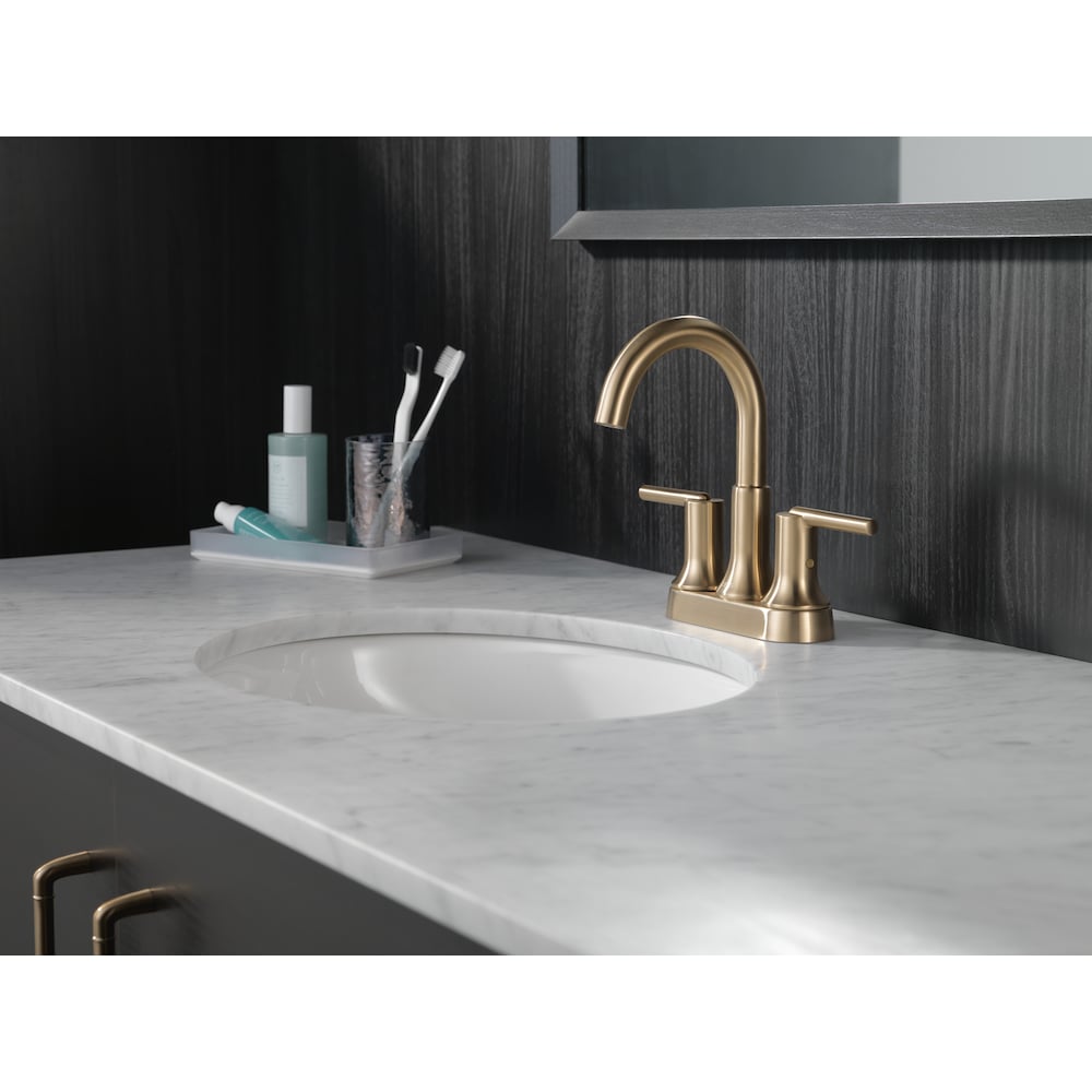 Robinet de lavabo de salle de bain central à deux poignées Trinsic avec débit d'eau standard et poussoir en métal doré