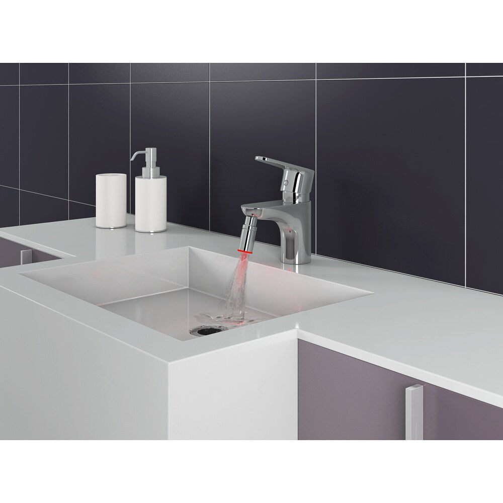 Robinet de salle de bain à levier unique à trou unique Sola avec lumière LED en chrome