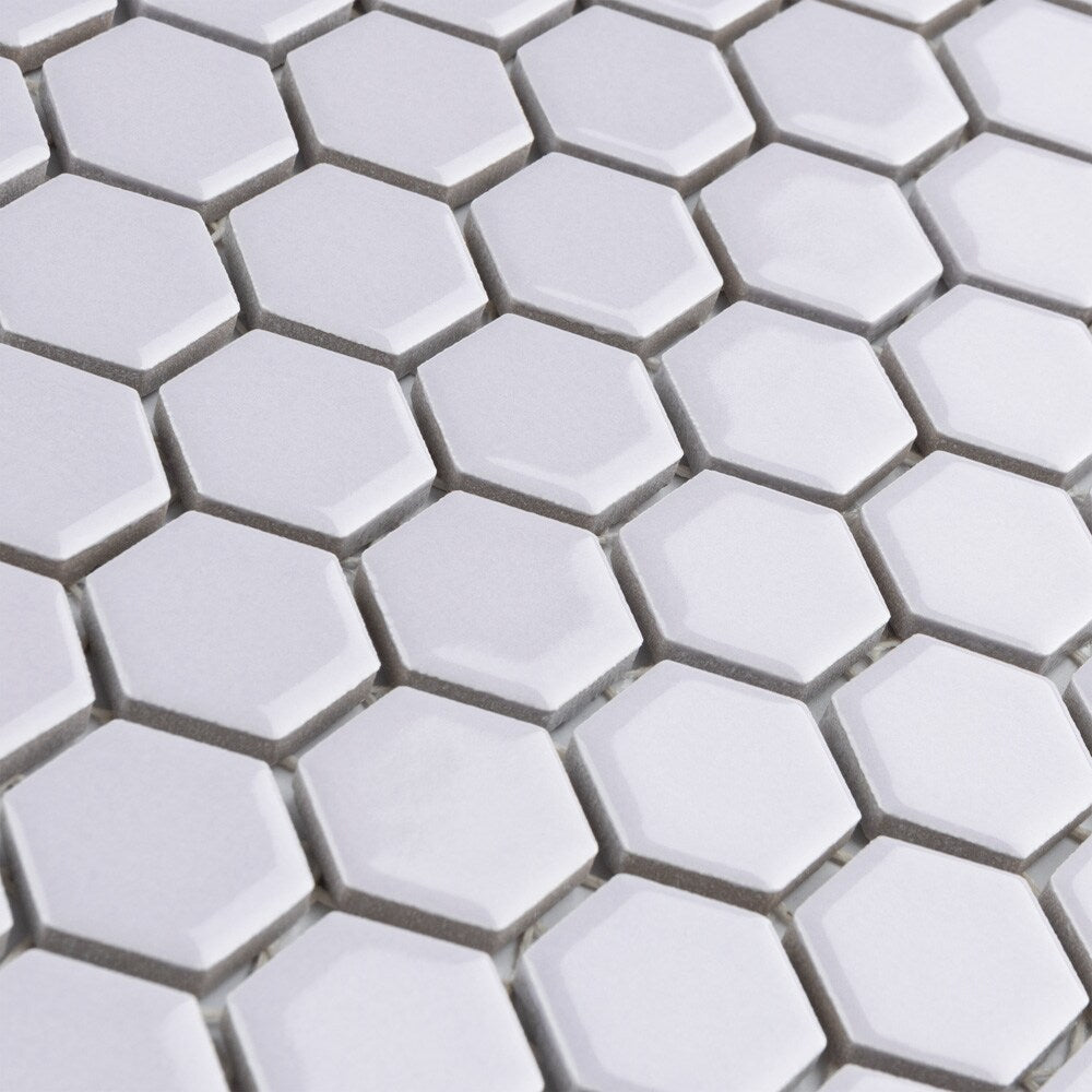 Sample - Metro 1" Hex Glossy Lavendar 6 in. x 6 in. Porcelain Mosaic