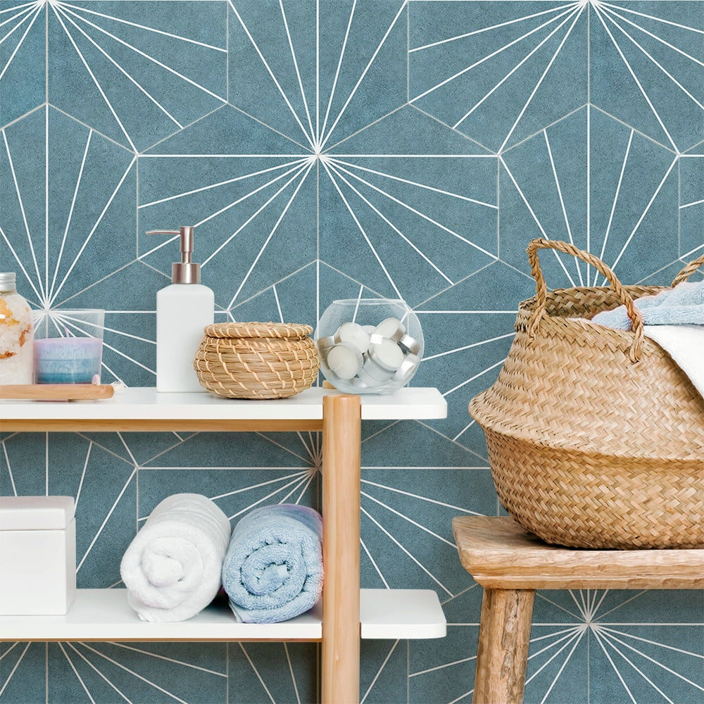 Sample - Aster Hex Azul 8-5/8 in. x 9-7/8 in. Porcelain Floor and Wall
