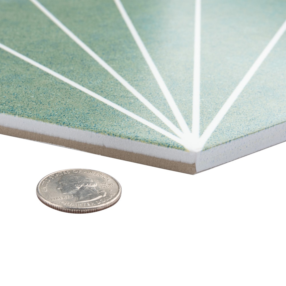 Sample - Aster Hex Verde 8-5/8 in. x 9-7/8 in. Porcelain Floor and Wall