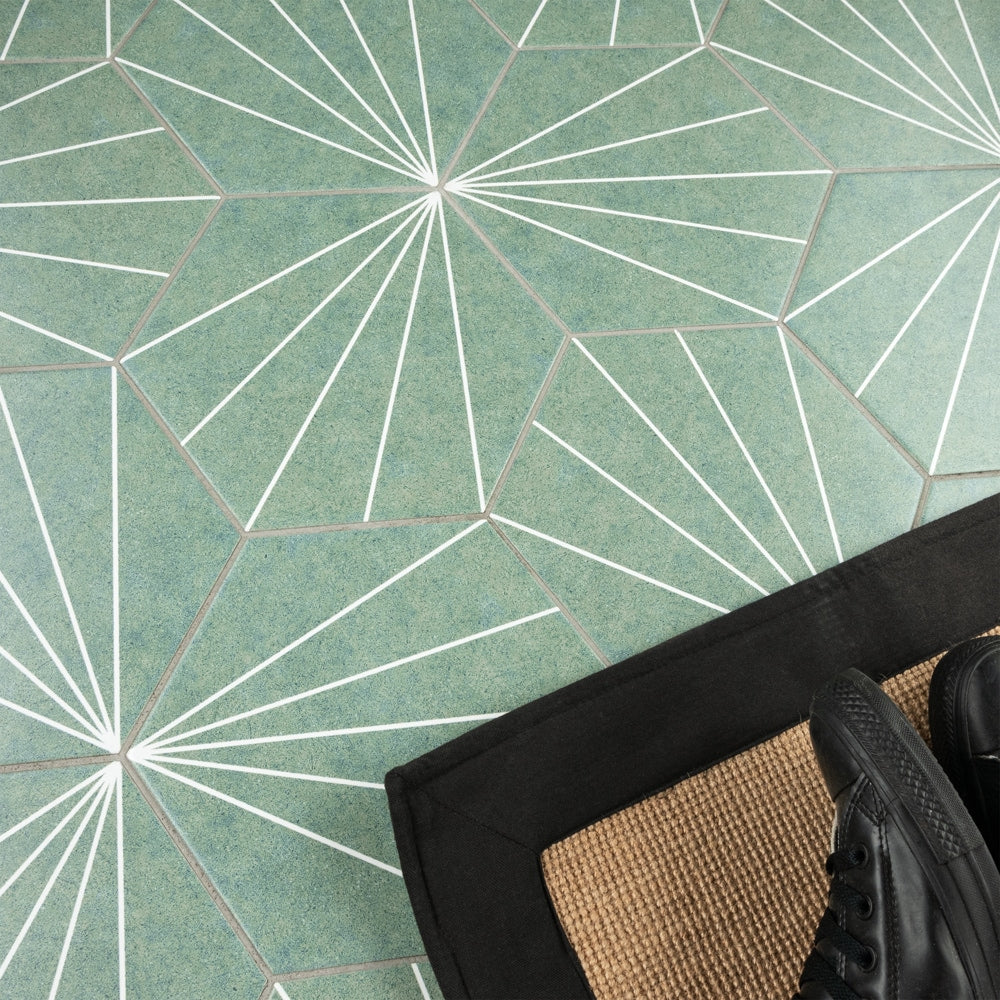 Sample - Aster Hex Verde 8-5/8 in. x 9-7/8 in. Porcelain Floor and Wall