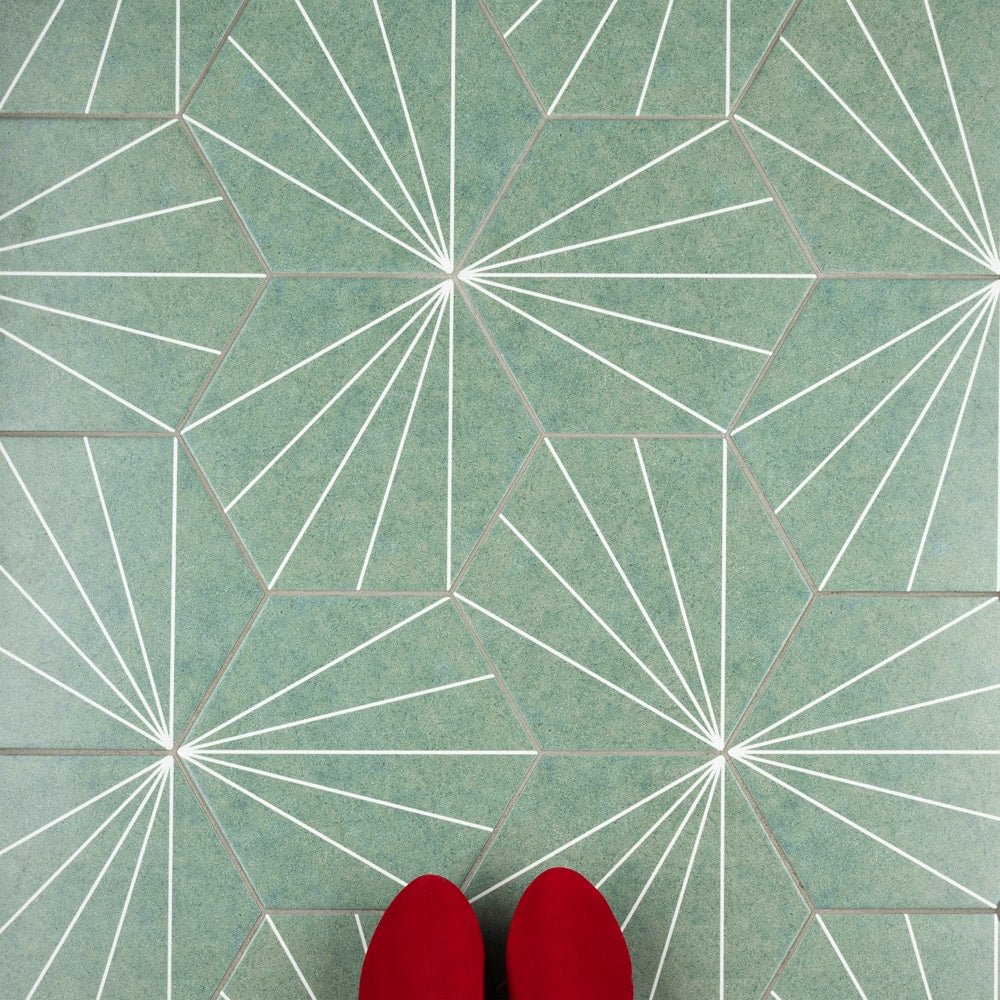 Sample - Aster Hex Verde 8-5/8 in. x 9-7/8 in. Porcelain Floor and Wall