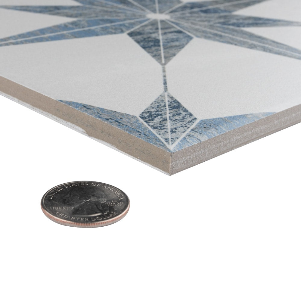 Sample - Cassis Stella Blue 9-3/4 in. x 9-3/4 in. Porcelain Floor and Wall