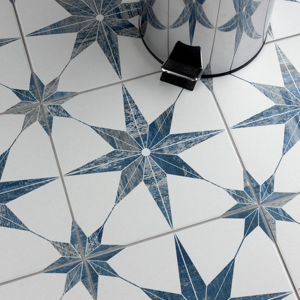 Sample - Cassis Stella Blue 9-3/4 in. x 9-3/4 in. Porcelain Floor and Wall