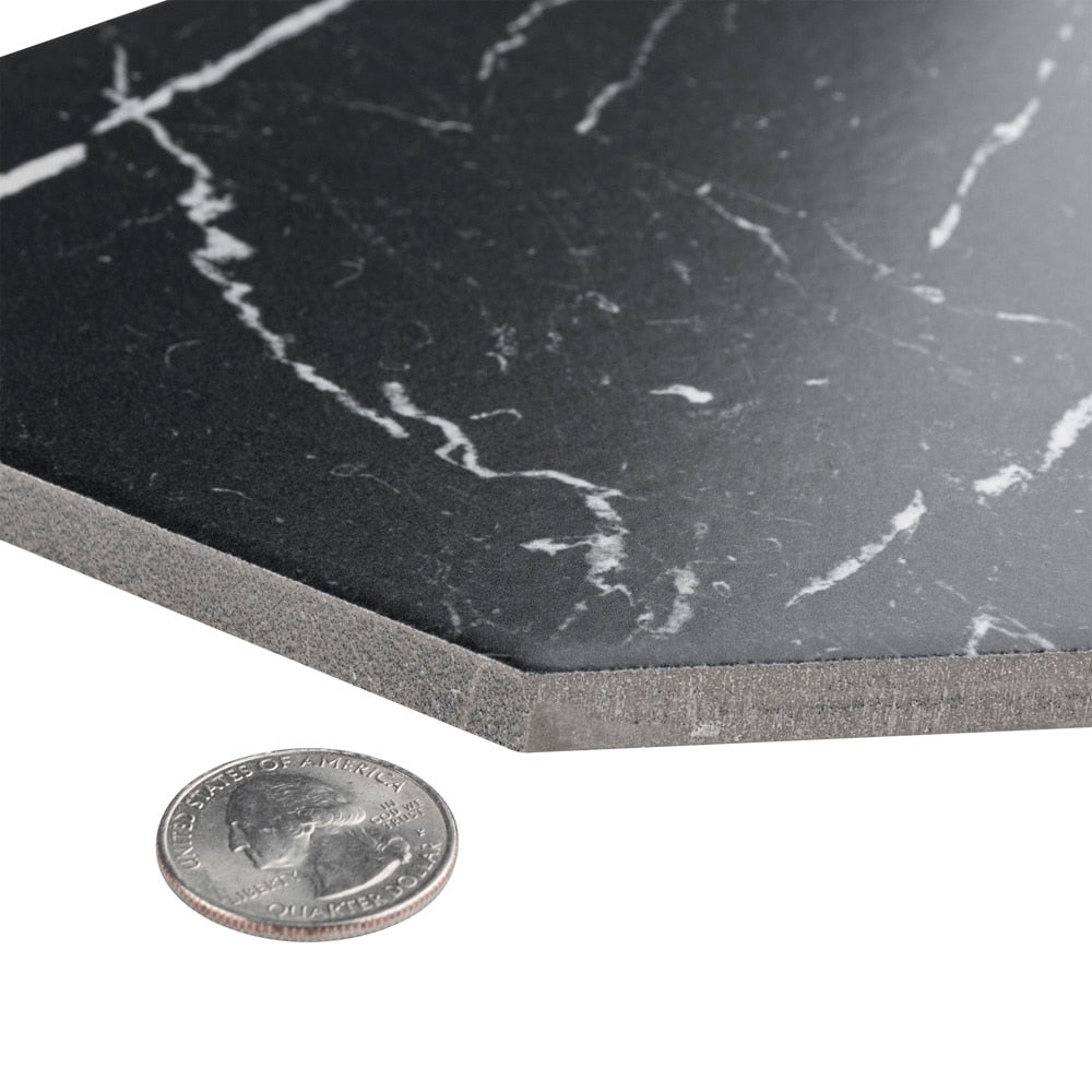 Marquina Kayak Black 6-1/2 in. x 12-1/2 in. Porcelain Floor and Wall Tile (8.4 sq. ft./Case)