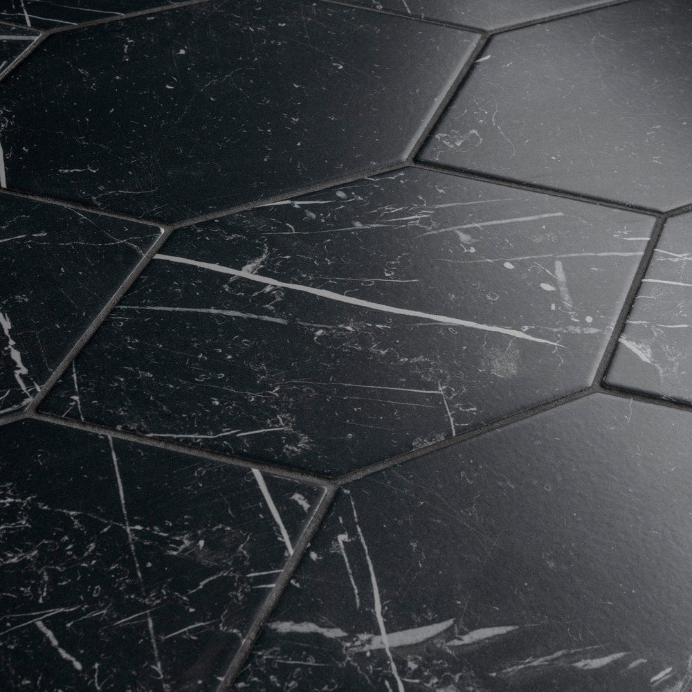 Marquina Kayak Black 6-1/2 in. x 12-1/2 in. Porcelain Floor and Wall Tile (8.4 sq. ft./Case)