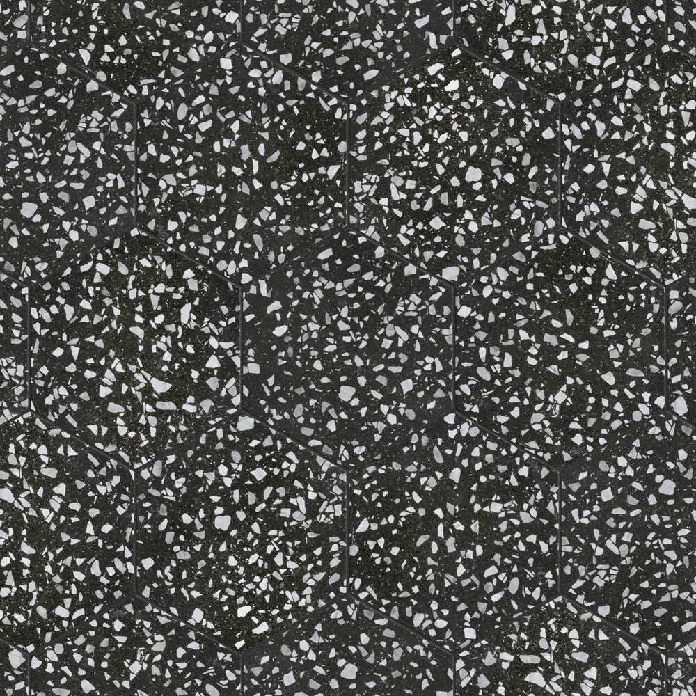 Sample - Venice Hex Black 8-5/8 in. x 9-7/8 in. Porcelain Floor and Wall