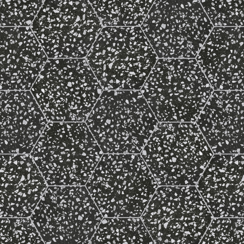 Sample - Venice Hex Black 8-5/8 in. x 9-7/8 in. Porcelain Floor and Wall