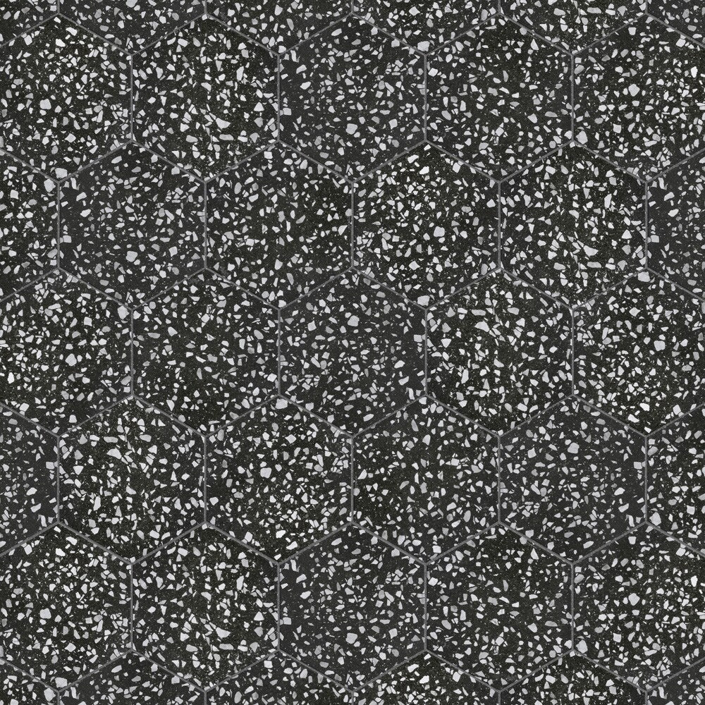 Sample - Venice Hex Black 8-5/8 in. x 9-7/8 in. Porcelain Floor and Wall