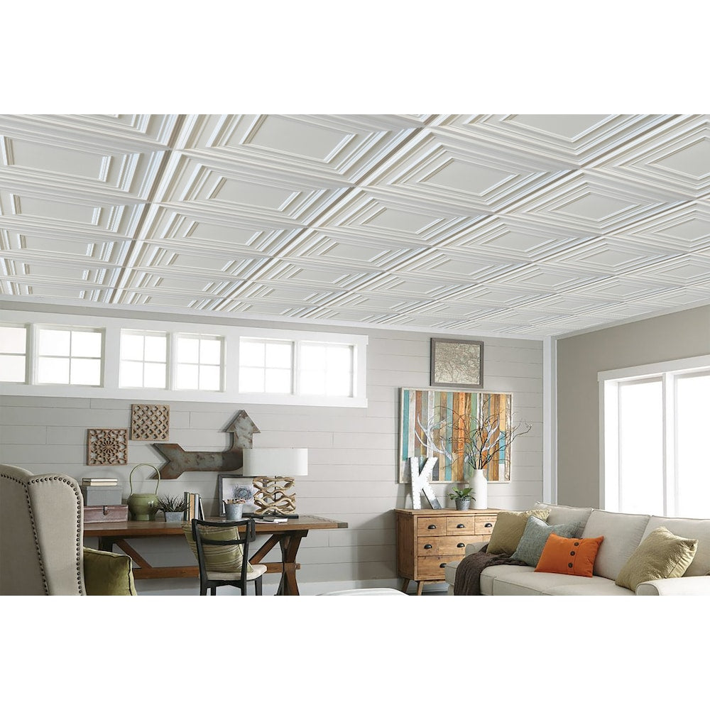 Falkirk Perth 2 ft. x 2 ft. Glue Up or Lay In Square Ceiling Panel in Silver