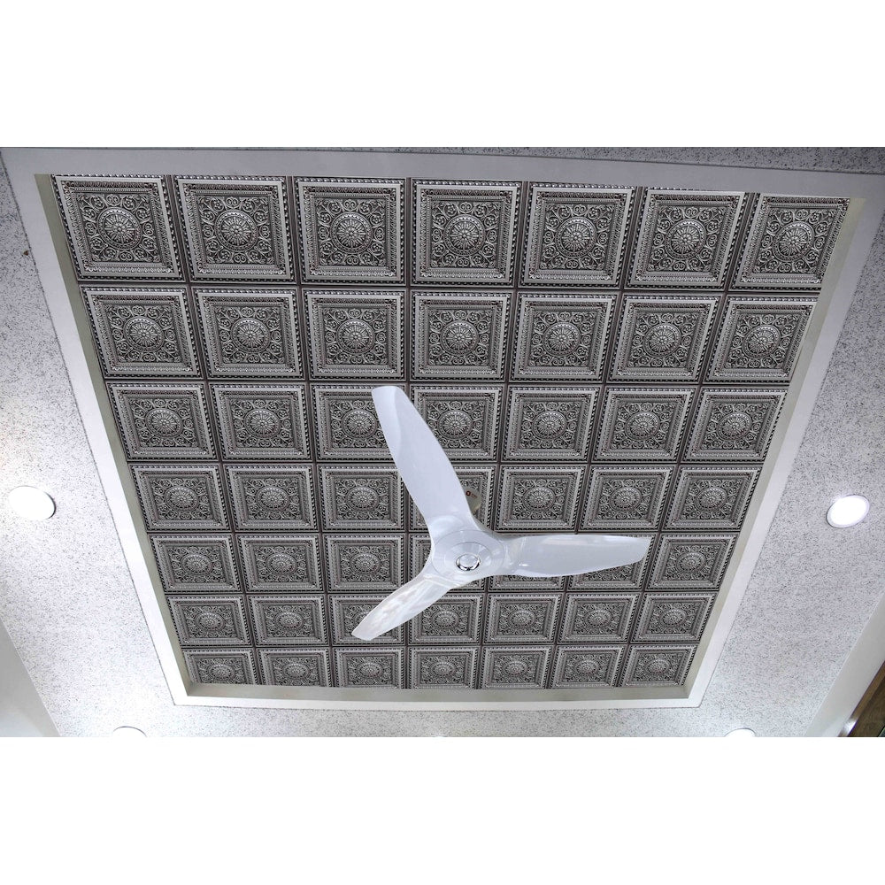 Falkirk Perth 2 ft. x 2 ft. Glue Up or Lay In Antique Silver Ceiling Panel Floral