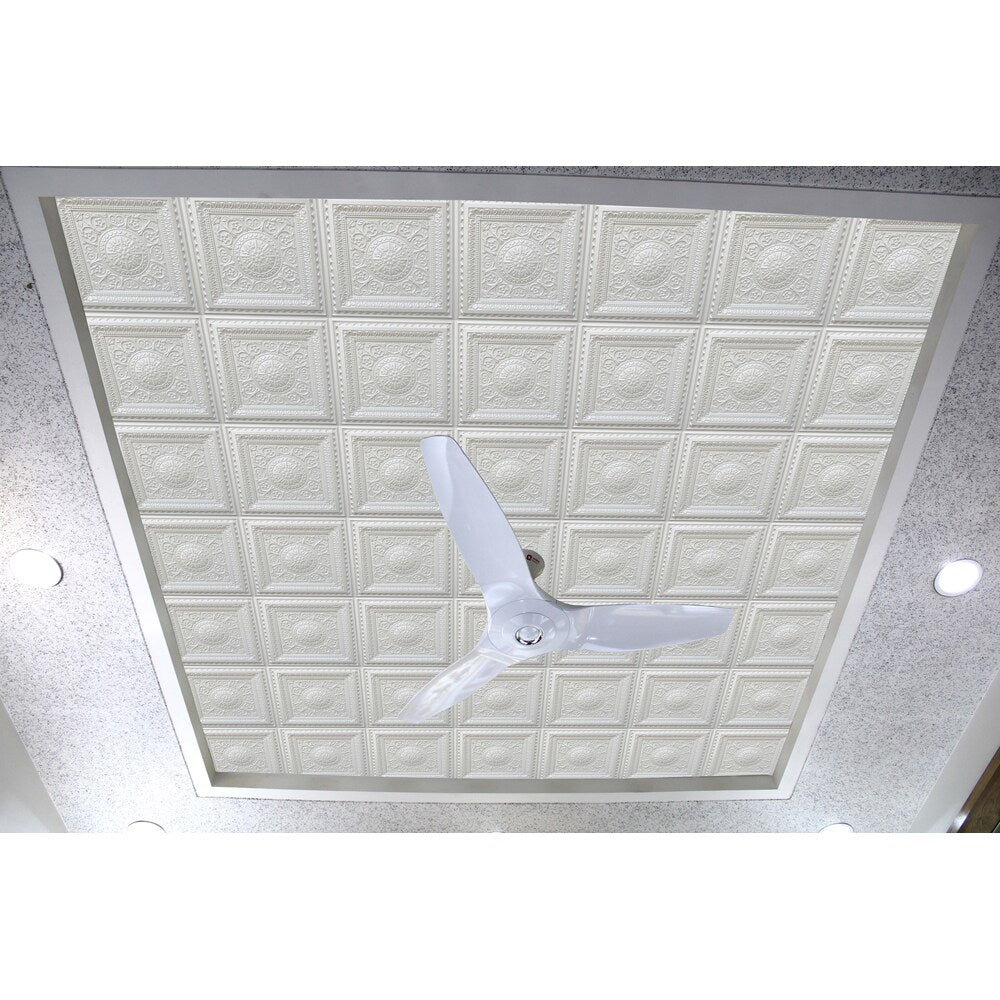 Falkirk Perth 2 ft. x 2 ft. Glue Up or Lay In Floral Ceiling Panel in Pearl White