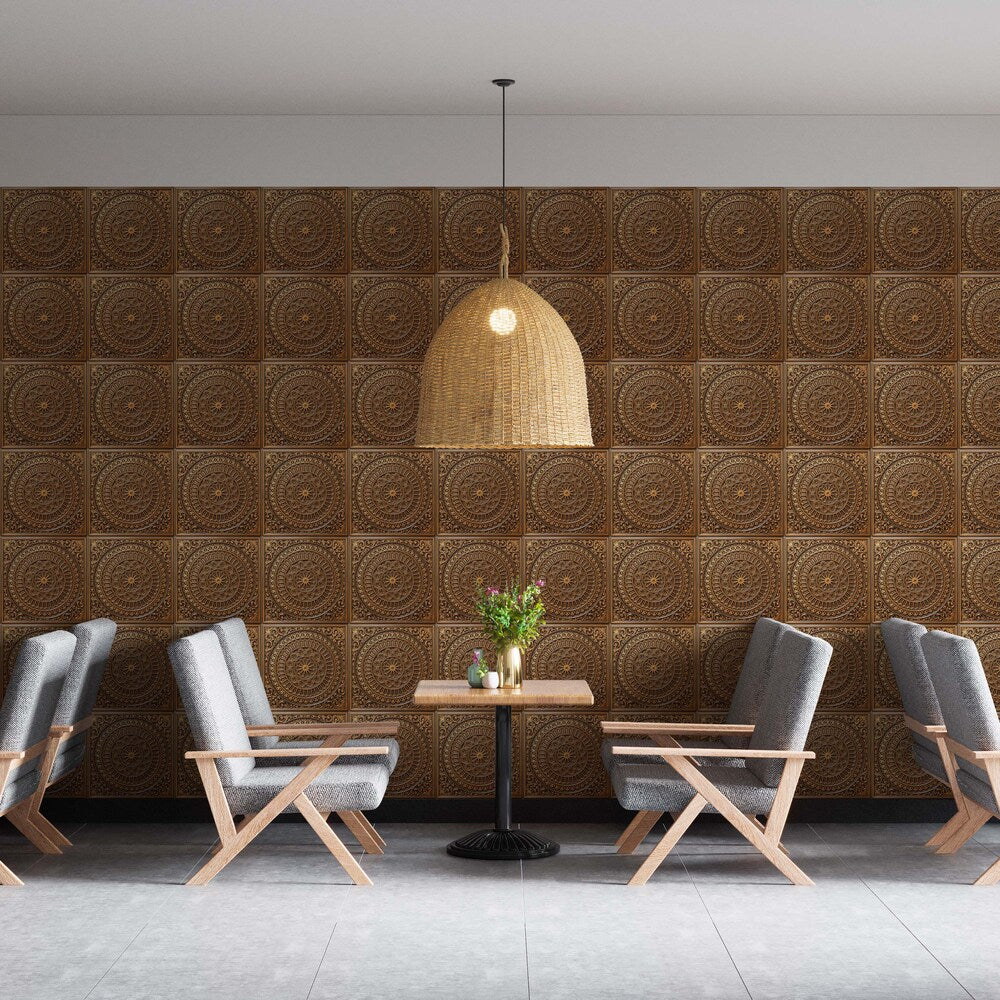 Falkirk Perth 2 ft. x 2 ft. Glue Up or Lay In Transitional Ceiling Panel in Antique Gold