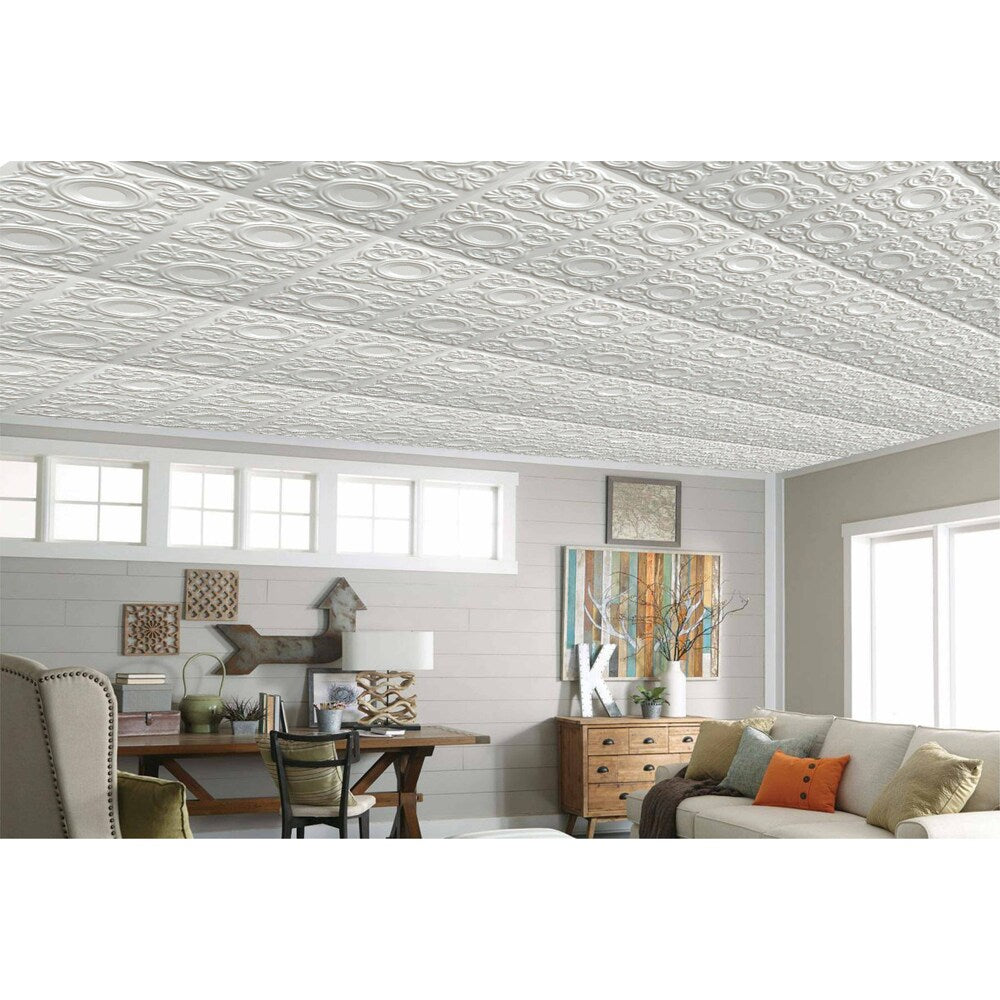 Falkirk Perth 2 ft. x 2 ft. Glue Up Ceiling Panel in Pearl White