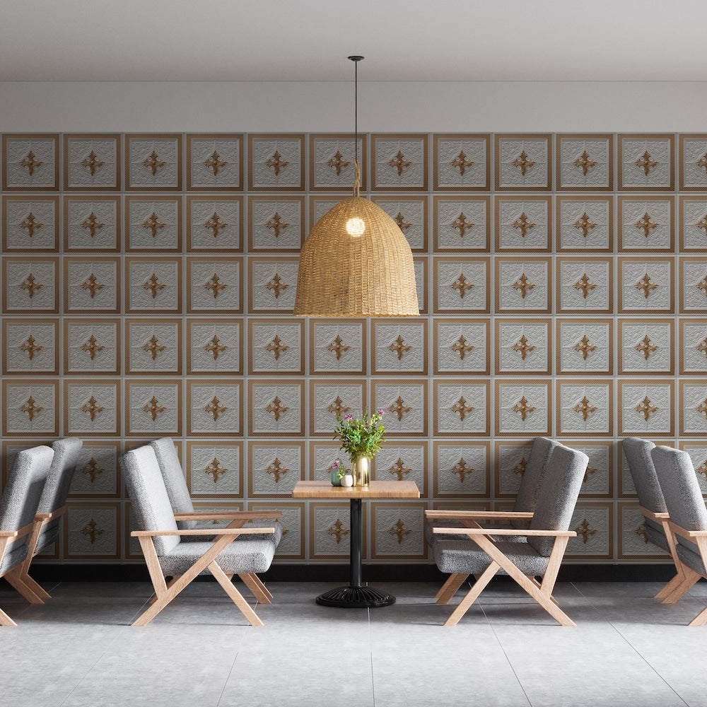 Falkirk Perth Panneau de plafond à coller ou à poser, 2 pi x 2 pi, or blanc nacré