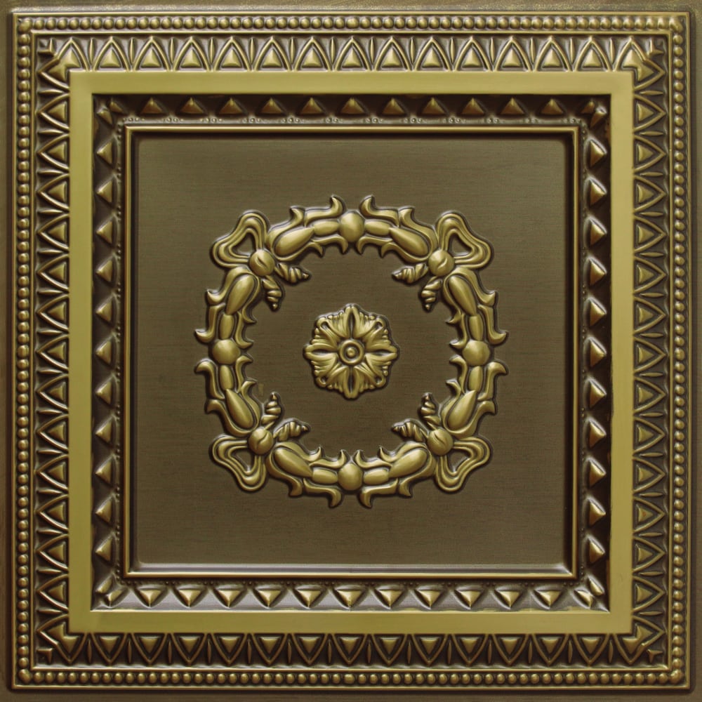 Falkirk Perth 2 ft. x 2 ft. Glue Up or Lay In Ceiling Panel in Antique Brass