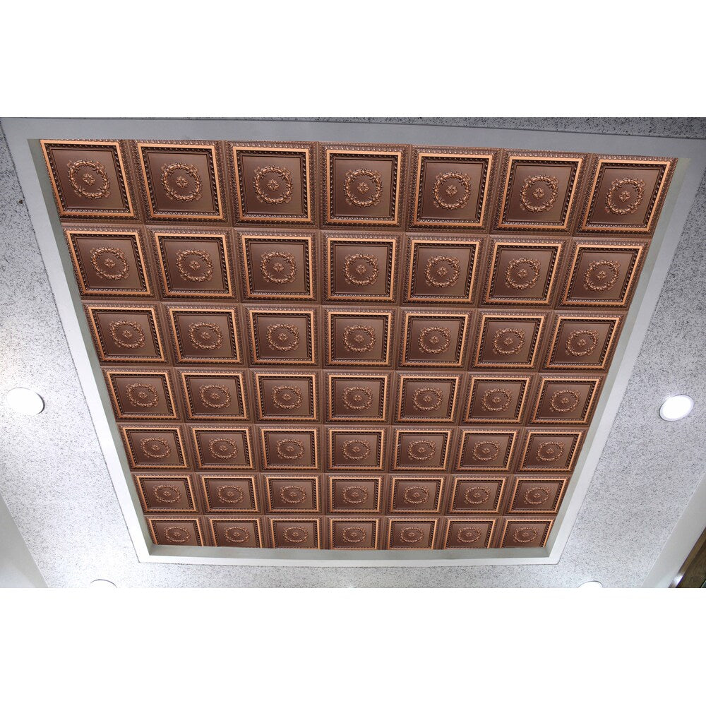 Falkirk Perth 2 ft. x 2 ft. Glue Up or Lay In Traditional Ceiling Panel in Antique Copper