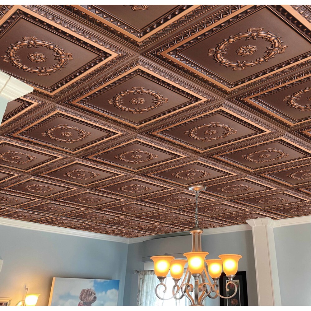 Falkirk Perth 2 ft. x 2 ft. Glue Up or Lay In Traditional Ceiling Panel in Antique Copper