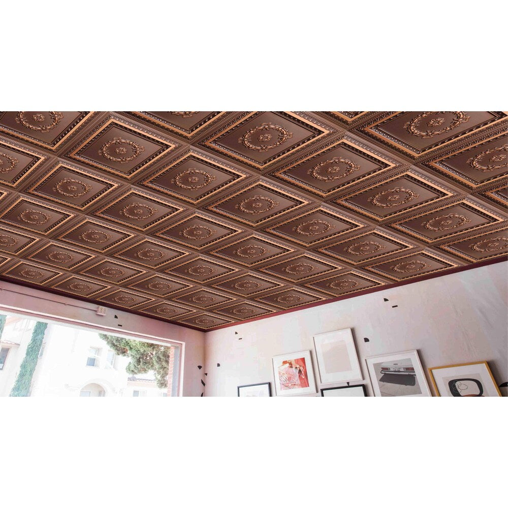 Falkirk Perth 2 ft. x 2 ft. Glue Up or Lay In Traditional Ceiling Panel in Antique Copper