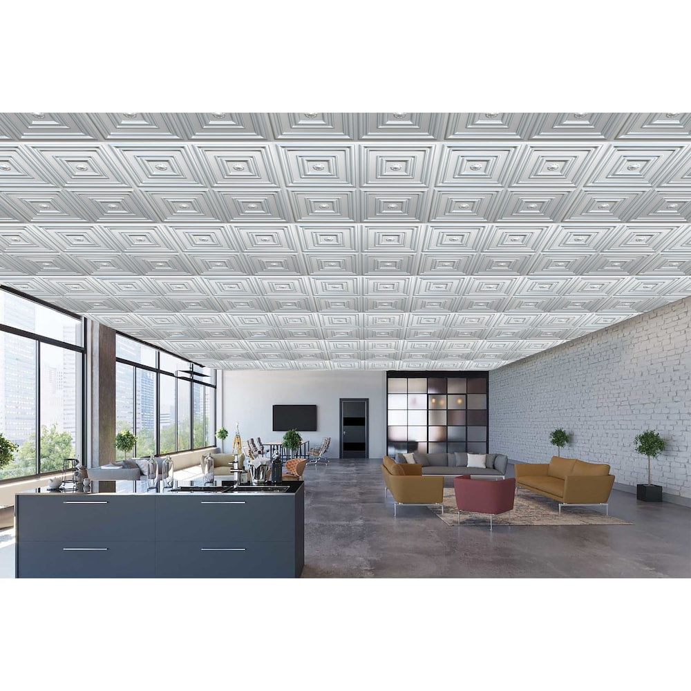 Falkirk Perth 2 ft. x 2 ft. Glue Up Ceiling Panel in Silver