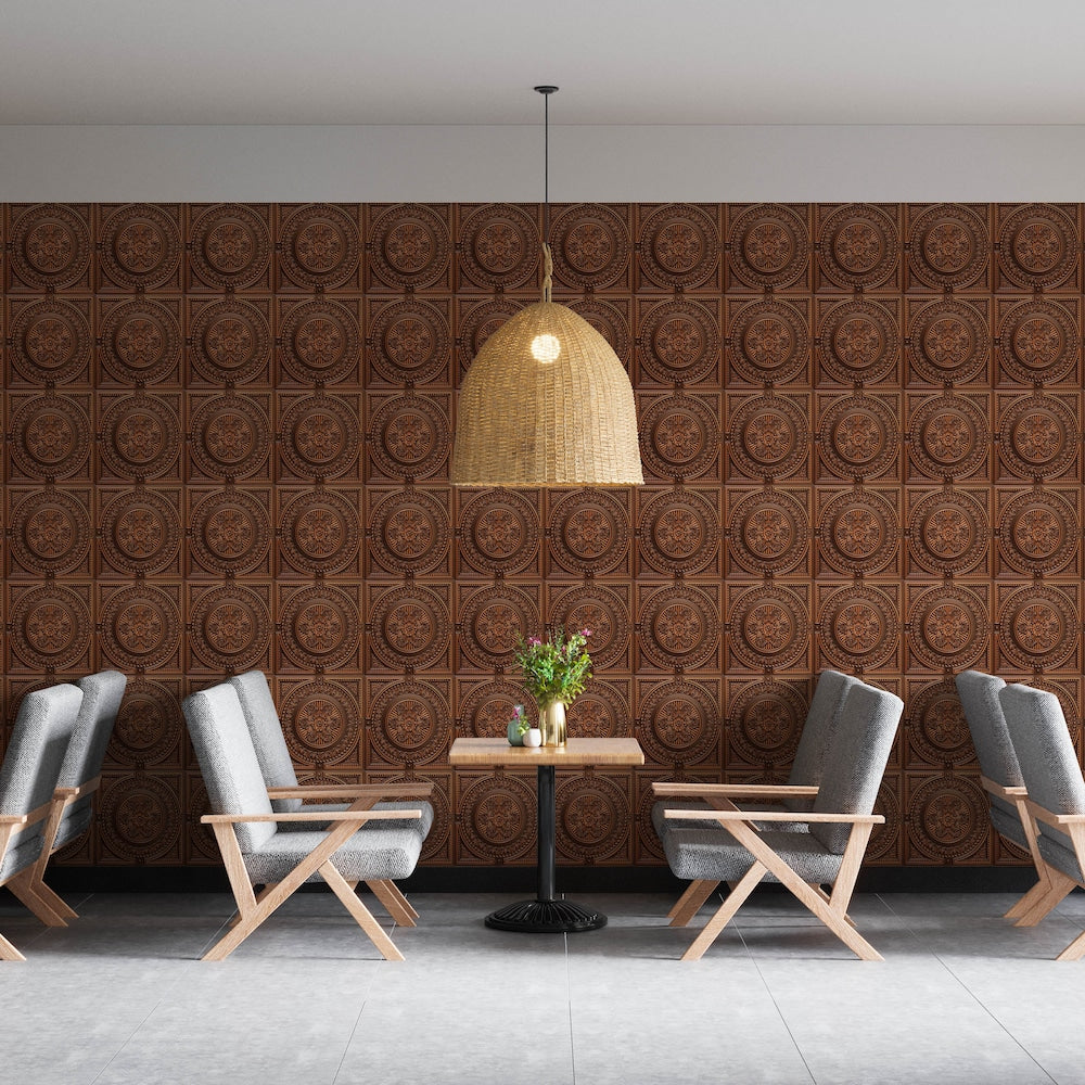 Falkirk Perth 2 ft. x 2 ft. Glue Up or Lay In Damask Ceiling Panel in Antique Copper (10-Pack)