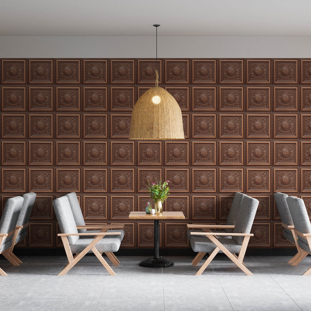 Falkirk Perth 2 ft. x 2 ft. Glue Up or Lay In Antique Copper Ceiling Panel Floral (10-Pack)