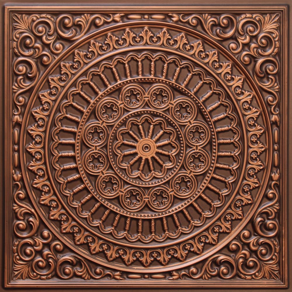 Falkirk Perth 2 ft. x 2 ft. Glue Up or Lay In Transitional Ceiling Panel in Antique Copper (10-Pack)